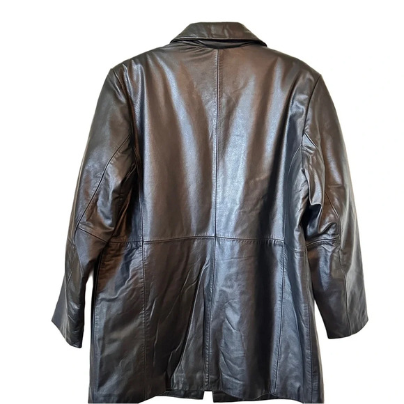Women’s 100% Leather Black A Line 3/4 Jacket Button Front - Picture 2 of 6